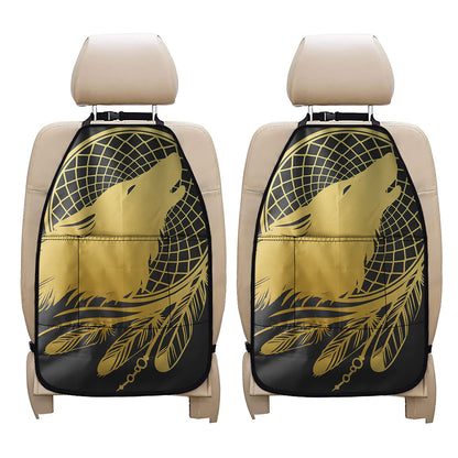 Golden Bohemian Howling Wolf Print Car Seat Organizers