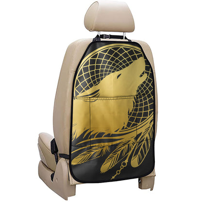 Golden Bohemian Howling Wolf Print Car Seat Organizers