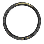 Golden Bohemian Howling Wolf Print Car Steering Wheel Cover