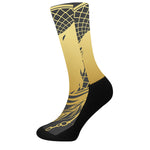 Golden Bohemian Howling Wolf Print Crew Socks