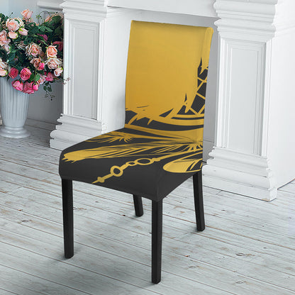 Golden Bohemian Howling Wolf Print Dining Chair Slipcover