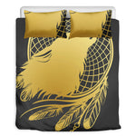 Golden Bohemian Howling Wolf Print Duvet Cover Bedding Set