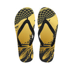 Golden Bohemian Howling Wolf Print Flip Flops