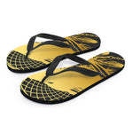 Golden Bohemian Howling Wolf Print Flip Flops