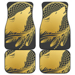 Golden Bohemian Howling Wolf Print Front and Back Car Floor Mats
