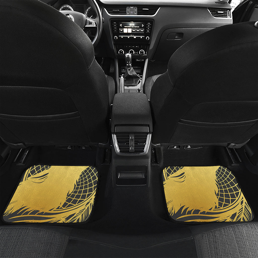 Golden Bohemian Howling Wolf Print Front and Back Car Floor Mats
