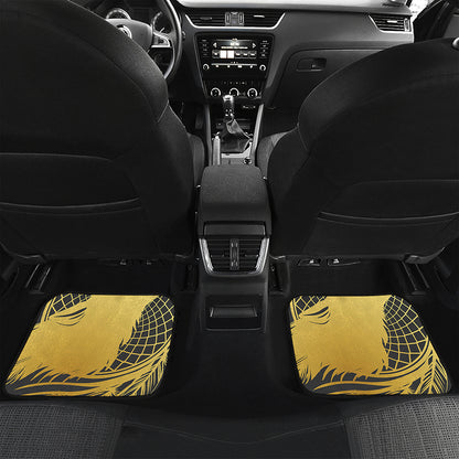 Golden Bohemian Howling Wolf Print Front and Back Car Floor Mats