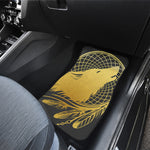 Golden Bohemian Howling Wolf Print Front and Back Car Floor Mats