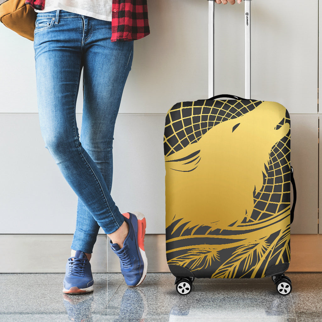 Golden Bohemian Howling Wolf Print Luggage Cover