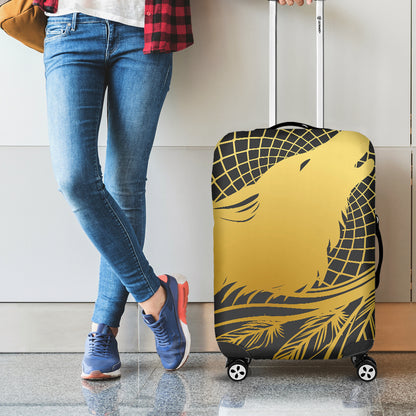 Golden Bohemian Howling Wolf Print Luggage Cover