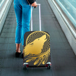 Golden Bohemian Howling Wolf Print Luggage Cover