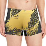 Golden Bohemian Howling Wolf Print Men's Boxer Briefs
