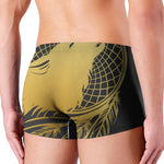 Golden Bohemian Howling Wolf Print Men's Boxer Briefs