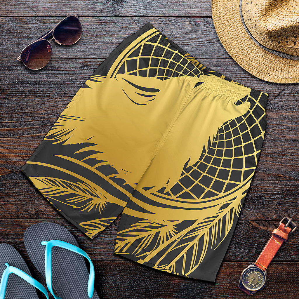 Golden Bohemian Howling Wolf Print Men's Shorts