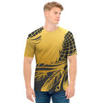 Golden Bohemian Howling Wolf Print Men's T-Shirt