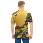 Golden Bohemian Howling Wolf Print Men's T-Shirt