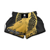 Golden Bohemian Howling Wolf Print Muay Thai Boxing Shorts