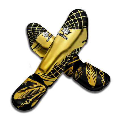 Golden Bohemian Howling Wolf Print Muay Thai Shin Guard