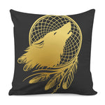 Golden Bohemian Howling Wolf Print Pillow Cover