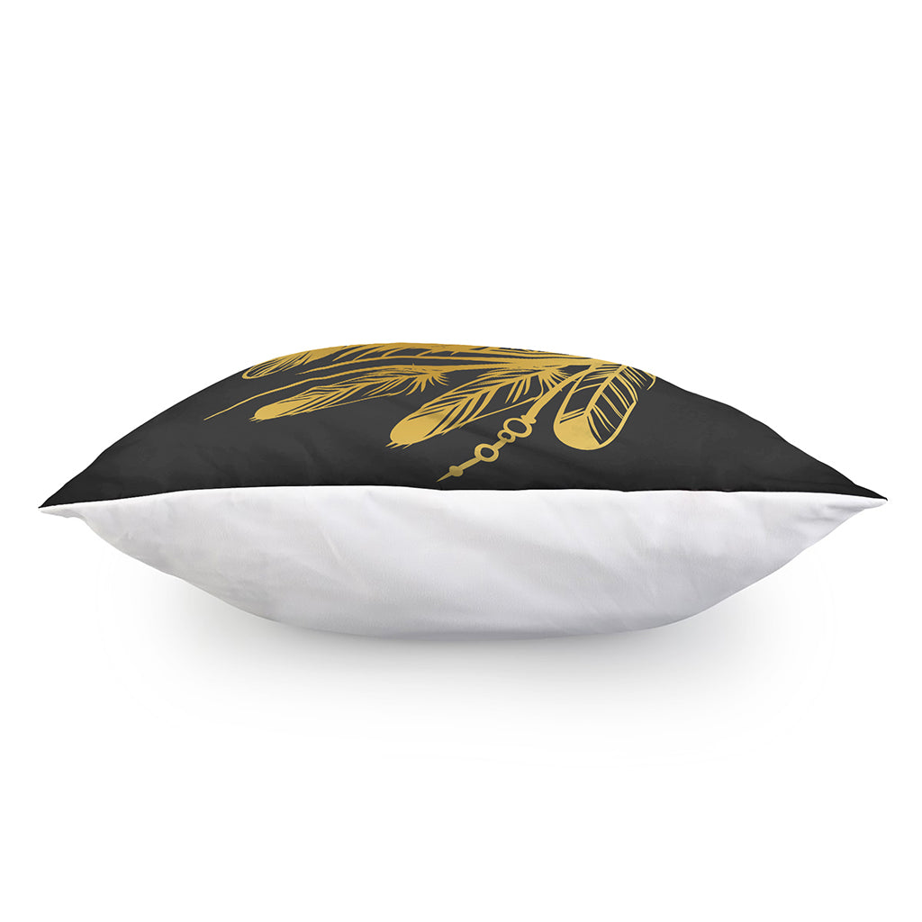 Golden Bohemian Howling Wolf Print Pillow Cover