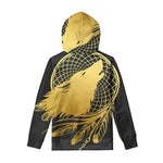Golden Bohemian Howling Wolf Print Pullover Hoodie