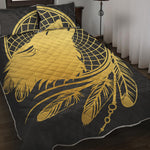 Golden Bohemian Howling Wolf Print Quilt Bed Set