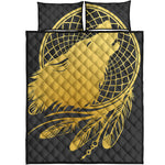 Golden Bohemian Howling Wolf Print Quilt Bed Set