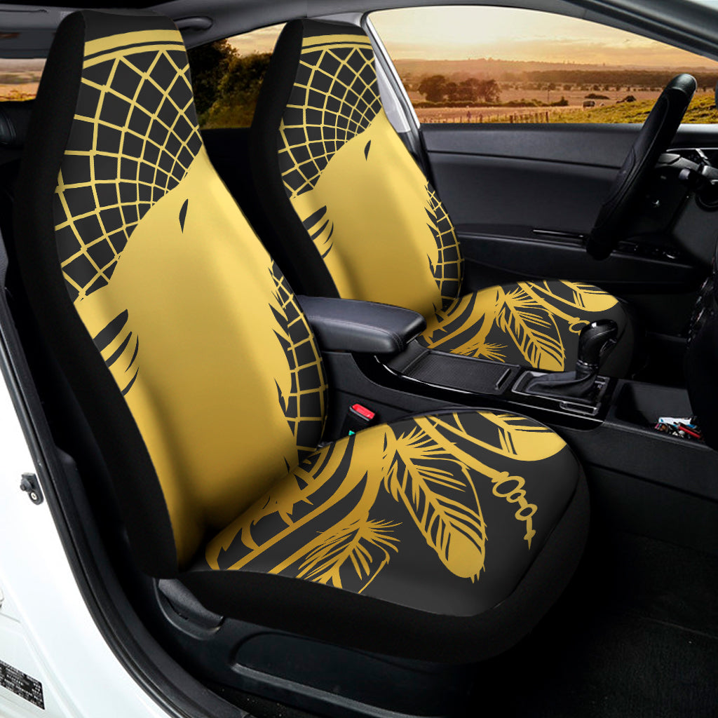 Golden Bohemian Howling Wolf Print Universal Fit Car Seat Covers