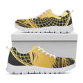 Golden Bohemian Howling Wolf Print White Running Shoes