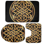 Golden Celtic Knot Print 3 Piece Bath Mat Set