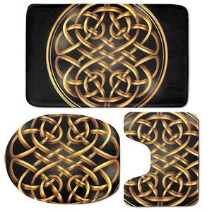 Golden Celtic Knot Print 3 Piece Bath Mat Set