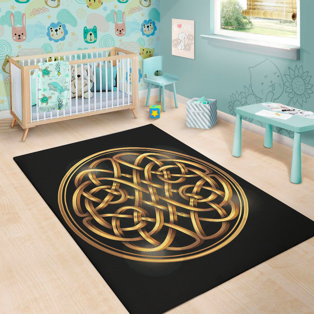 Golden Celtic Knot Print Area Rug