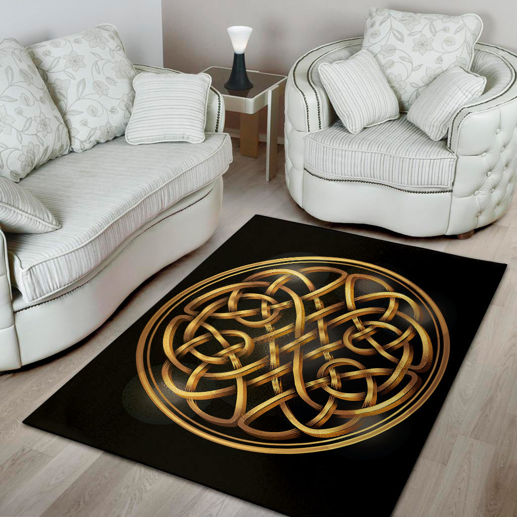 Golden Celtic Knot Print Area Rug