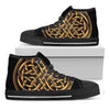 Golden Celtic Knot Print Black High Top Shoes