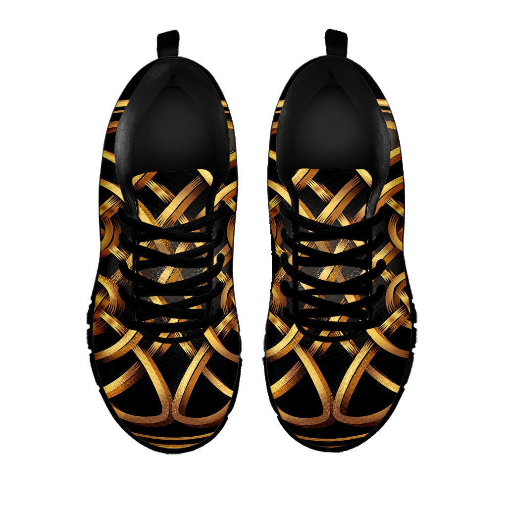 Golden Celtic Knot Print Black Sneakers