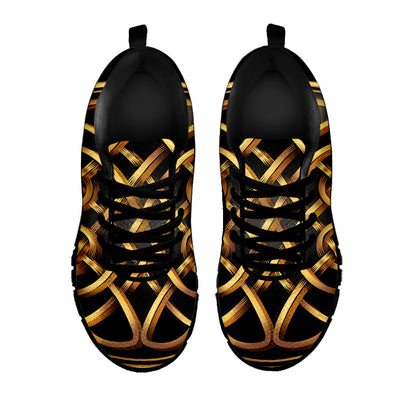 Golden Celtic Knot Print Black Sneakers