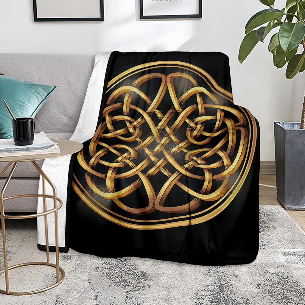 Golden Celtic Knot Print Blanket