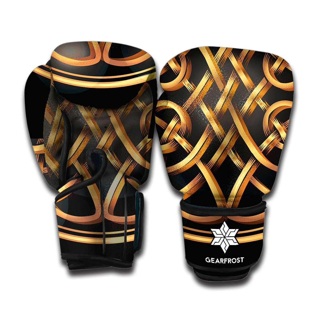 Golden Celtic Knot Print Boxing Gloves