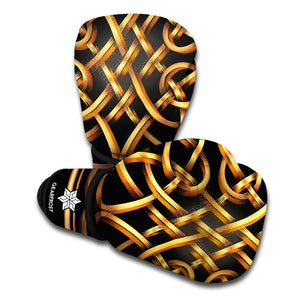 Golden Celtic Knot Print Boxing Gloves