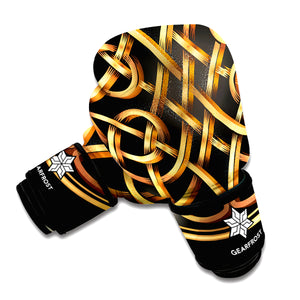 Golden Celtic Knot Print Boxing Gloves