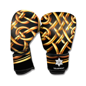 Golden Celtic Knot Print Boxing Gloves