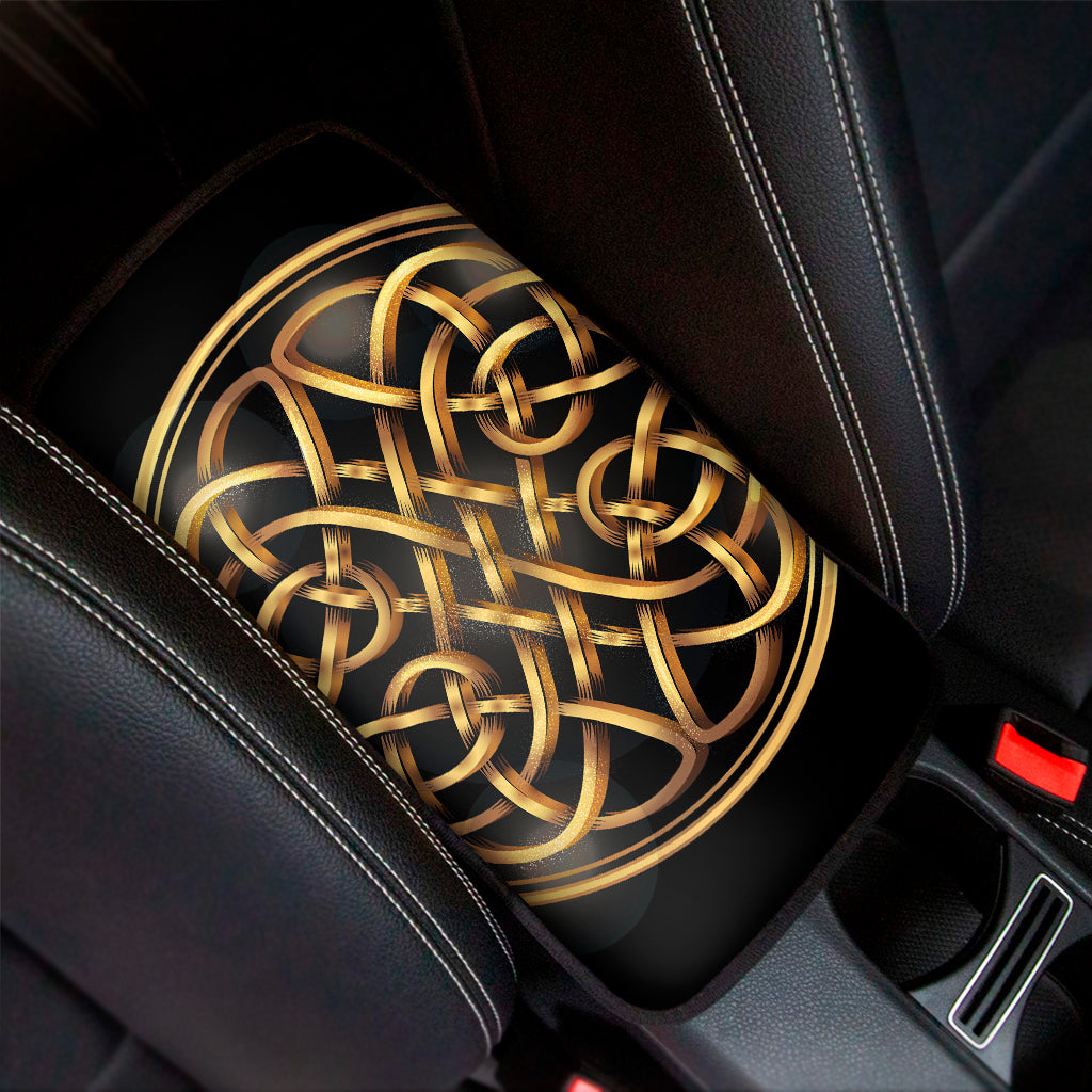 Golden Celtic Knot Print Car Center Console Cover