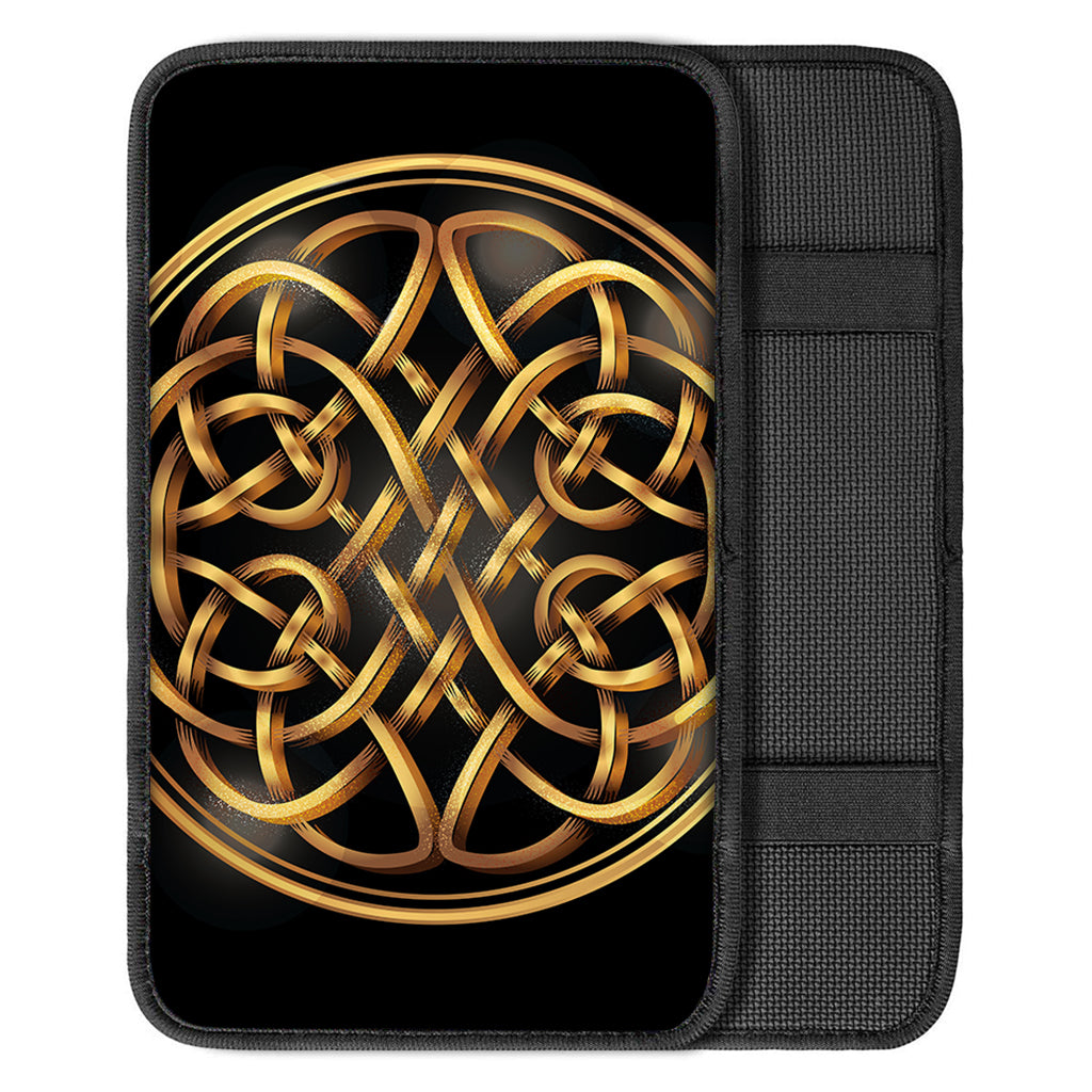 Golden Celtic Knot Print Car Center Console Cover