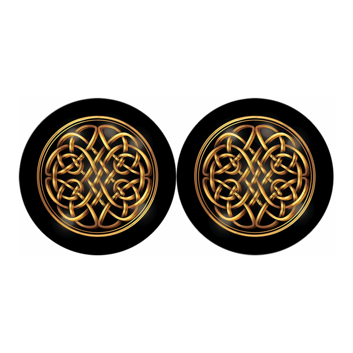 Golden Celtic Knot Print Car Coasters
