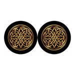 Golden Celtic Knot Print Car Coasters