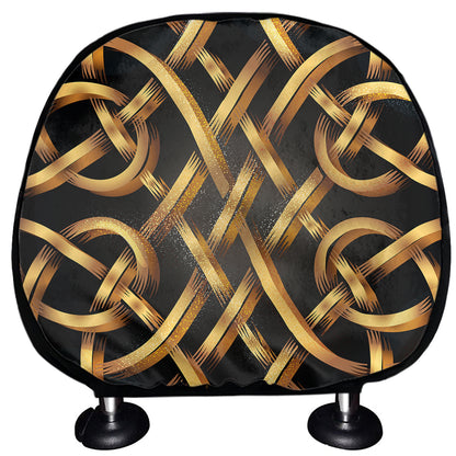 Golden Celtic Knot Print Car Headrest Covers