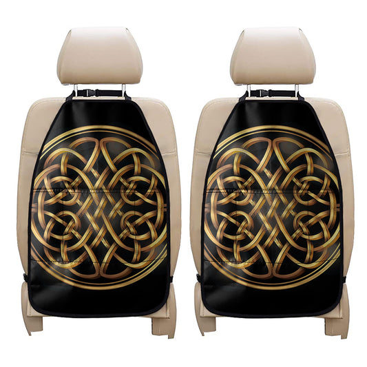 Golden Celtic Knot Print Car Seat Organizers