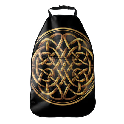 Golden Celtic Knot Print Car Seat Organizers