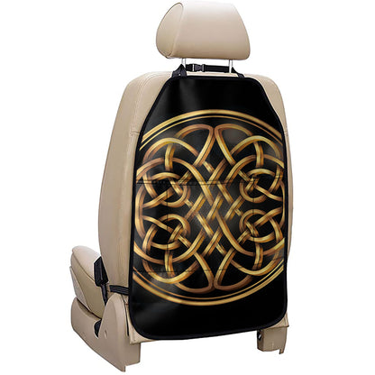 Golden Celtic Knot Print Car Seat Organizers
