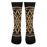 Golden Celtic Knot Print Crew Socks